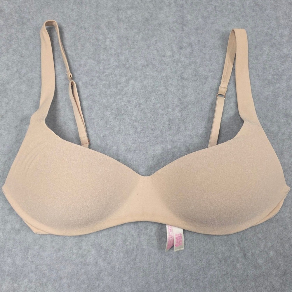 PINK Victoria's Secret Bra Women M Beige Lightly Lined Seamless Everyday Basic